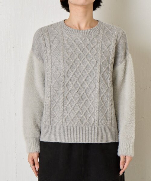 Jena espace merveilleux(ジェナ エスパスメルヴェイユ)の「ラメフェザーケーブルニット(ニット/セーター・レディース・ブルー/チャコールグレー/ライトグレー・FREE)」の13枚目の写真