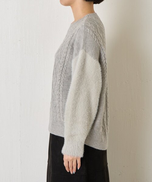 Jena espace merveilleux(ジェナ エスパスメルヴェイユ)の「ラメフェザーケーブルニット(ニット/セーター・レディース・ブルー/チャコールグレー/ライトグレー・FREE)」の14枚目の写真