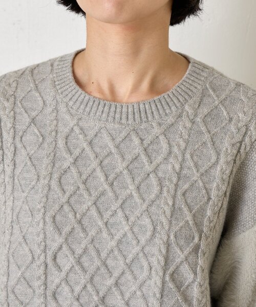 Jena espace merveilleux(ジェナ エスパスメルヴェイユ)の「ラメフェザーケーブルニット(ニット/セーター・レディース・ブルー/チャコールグレー/ライトグレー・FREE)」の17枚目の写真