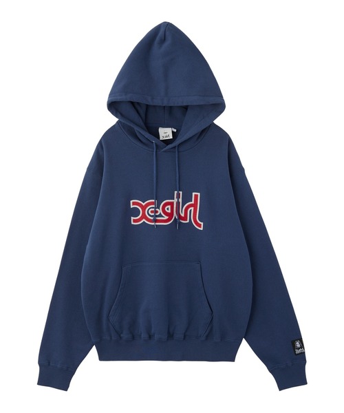 MILLS LOGO LAYERED PATCH SWEAT HOODIE（パーカー）｜X-girl