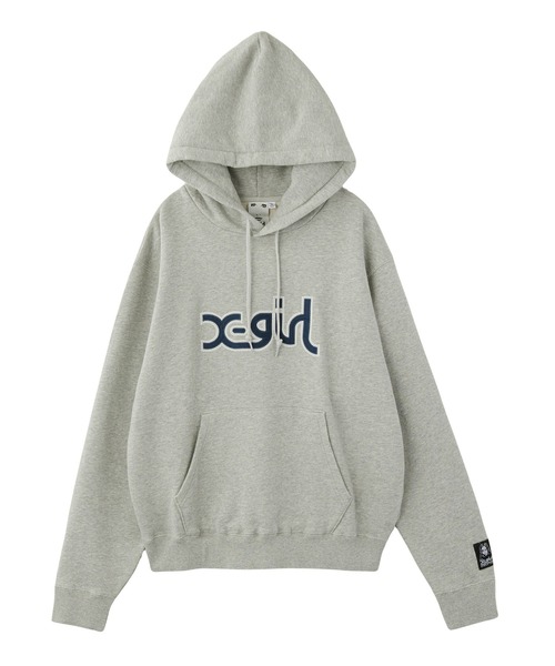 新品　X-girl MILLS SWEAT HOOD エックスガール　パーカー セール】MILLS LOGO LAYERED PATCH SWEAT HOODIE（パーカー）｜X-girl