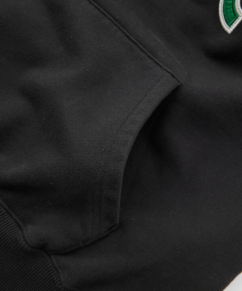 X-girl(エックスガール)の「MILLS LOGO LAYERED PATCH SWEAT HOODIE(パーカー・レディース・アッシュ/ブラック/ネイビー・S/M/L)」の11枚目の写真