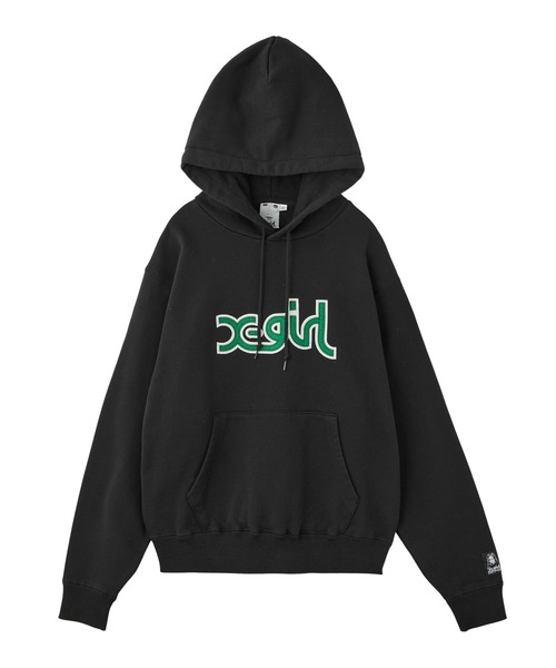 セール】MILLS LOGO LAYERED PATCH SWEAT HOODIE（パーカー）｜X-girl