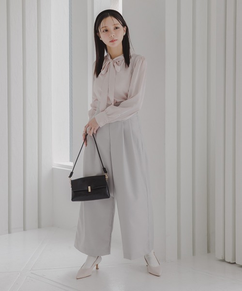 Petitjo（プッチージョ）の「小さいサイズ　ボウタイブラウス 　身長さん・小柄女性（シャツ/ブラウス・レディース・ピンク/サックスブルー・PSS/PS/PM/PL）」の9枚目の写真