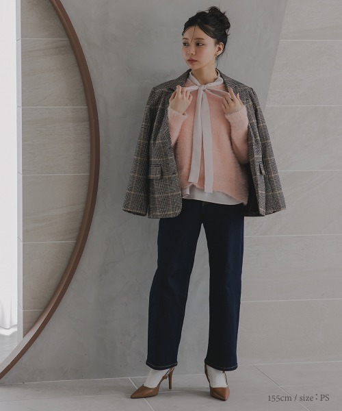 Petitjo（プッチージョ）の「小さいサイズ　ボウタイブラウス 　身長さん・小柄女性（シャツ/ブラウス・レディース・ピンク/サックスブルー・PSS/PS/PM/PL）」の20枚目の写真