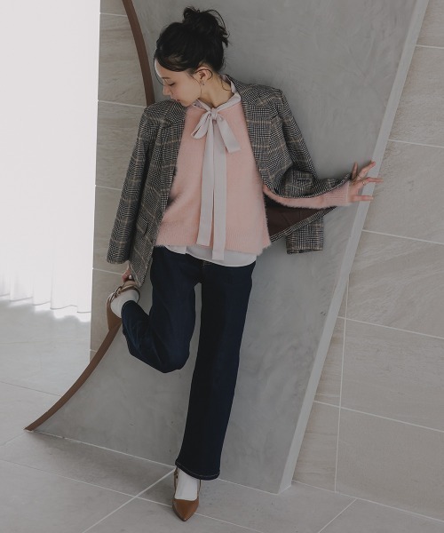 Petitjo（プッチージョ）の「小さいサイズ　ボウタイブラウス 　身長さん・小柄女性（シャツ/ブラウス・レディース・ピンク/サックスブルー・PSS/PS/PM/PL）」の21枚目の写真