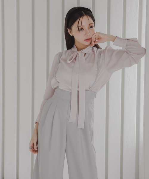 Petitjo（プッチージョ）の「小さいサイズ　ボウタイブラウス 　身長さん・小柄女性（シャツ/ブラウス・レディース・ピンク/サックスブルー・PSS/PS/PM/PL）」の7枚目の写真