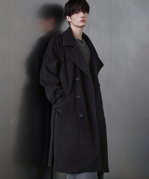 ニットメルトンダブルチェスターコート 黒 L PLST(プラステ)公式