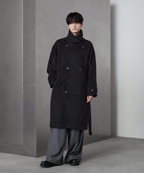 ETELIO（エテリオ）の「ウール混メルトンダブルチェスターコート（チェスターコート・メンズ・ブラック/ワイン/ブラウン/チャコール・S/M/L/XL）」の12枚目の写真