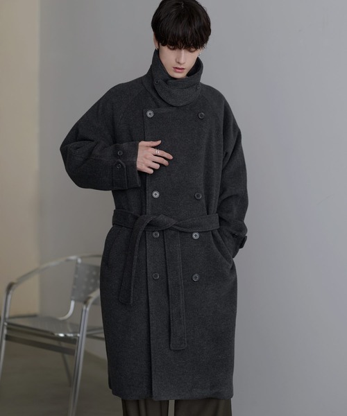 ETELIO（エテリオ）の「ウール混メルトンダブルチェスターコート（チェスターコート・メンズ・ブラック/ワイン/ブラウン/チャコール・S/M/L/XL）」の21枚目の写真