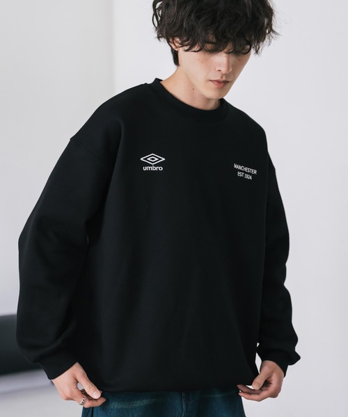 UMBRO 別注コラボオーバーサイズ裏起毛ロゴ刺繍ドロストスウェット