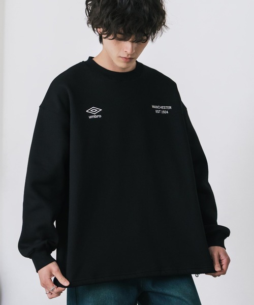 UMBRO(アンブロ)の「UMBRO 別注コラボオーバーサイズ裏起毛ロゴ刺繍ドロストスウェット(スウェット・メンズ・チャコール/ネイビー/杢グレー/ブラック・M/L/XL)」の6枚目の写真