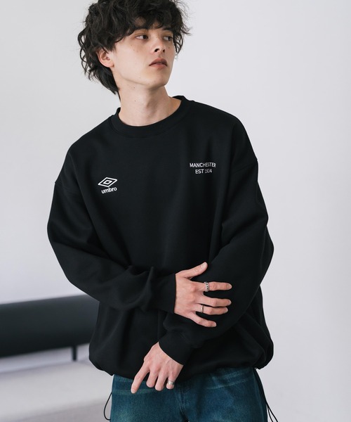 UMBRO(アンブロ)の「UMBRO 別注コラボオーバーサイズ裏起毛ロゴ刺繍ドロストスウェット(スウェット・メンズ・チャコール/ネイビー/杢グレー/ブラック・M/L/XL)」の11枚目の写真