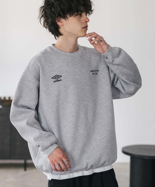 UMBRO(アンブロ)の「UMBRO 別注コラボオーバーサイズ裏起毛ロゴ刺繍ドロストスウェット(スウェット・メンズ・チャコール/ネイビー/杢グレー/ブラック・M/L/XL)」の12枚目の写真