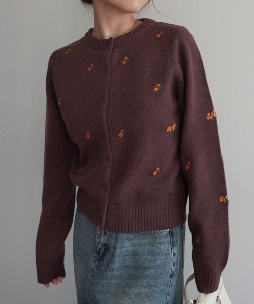 Rashik(ラシク)の「フラワー刺繍カーディガン(カーディガン/ボレロ・レディース・グレー/ネイビー/ブラウン・FREE)」の1枚目の写真