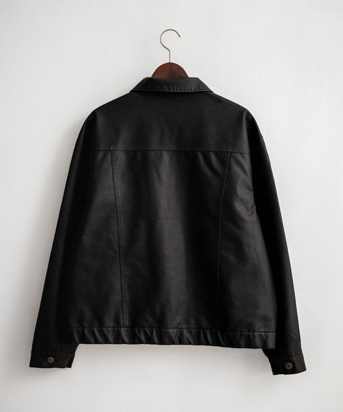 【美品】vintage 黒 レザージャケット　ショート丈 ライダースジャケット レザージャケット ショート丈 PUレザー 4