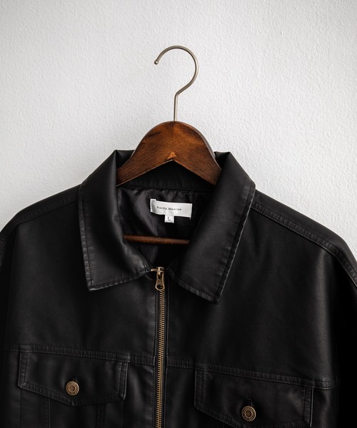 セール】ヴィンテージ加工PUレザーダブルジップショートジャケット/3rd