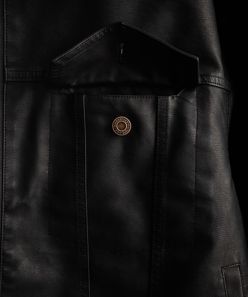 Rocky Monroe（ロッキーモンロー）の「ヴィンテージ加工PUレザーダブルジップショートジャケット/3rdタイプライダース（ライダースジャケット・メンズ・ブラウン/ベージュ/ブラック・L/M/XL）」の18枚目の写真