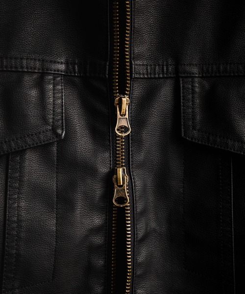 Rocky Monroe（ロッキーモンロー）の「ヴィンテージ加工PUレザーダブルジップショートジャケット/3rdタイプライダース（ライダースジャケット・メンズ・ブラウン/ベージュ/ブラック・L/M/XL）」の20枚目の写真