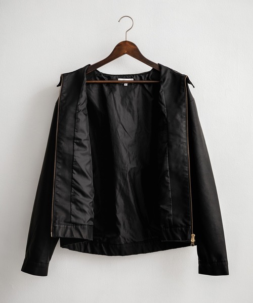 ヴィンテージ加工PUレザーダブルジップショートジャケット/3rd