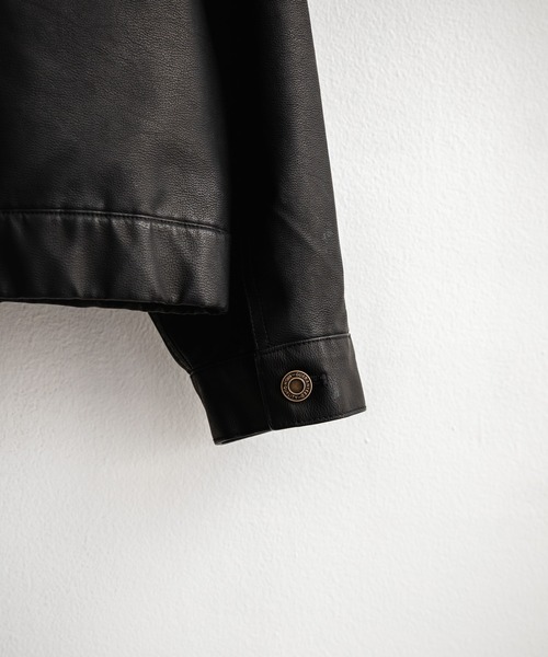 Rocky Monroe（ロッキーモンロー）の「ヴィンテージ加工PUレザーダブルジップショートジャケット/3rdタイプライダース（ライダースジャケット・メンズ・ブラウン/ベージュ/ブラック・L/M/XL）」の10枚目の写真