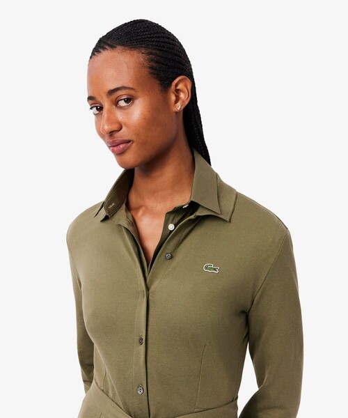 鹿の子地ポロカラーシャツドレス / シャツワンピース（シャツ