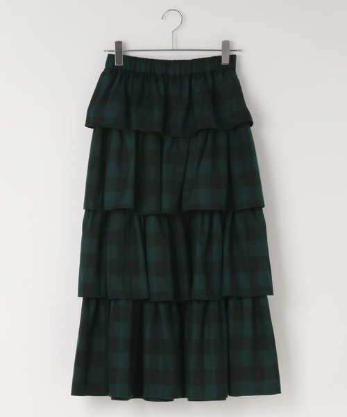 LOWRYS FARM（ローリーズファーム）の「チェックティアードスカート　598048（スカート・レディース・アイボリー/グリーン/ブラウン・FREE）」の4枚目の写真