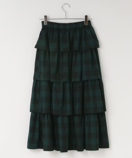 LOWRYS FARM（ローリーズファーム）の「チェックティアードスカート　598048（スカート・レディース・アイボリー/グリーン/ブラウン・FREE）」の5枚目の写真