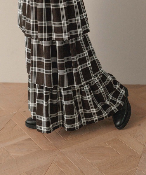 LOWRYS FARM（ローリーズファーム）の「チェックティアードスカート　598048（スカート・レディース・アイボリー/グリーン/ブラウン・FREE）」の16枚目の写真