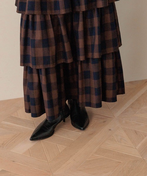 LOWRYS FARM（ローリーズファーム）の「チェックティアードスカート　598048（スカート・レディース・アイボリー/グリーン/ブラウン・FREE）」の20枚目の写真
