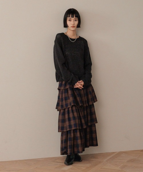 LOWRYS FARM（ローリーズファーム）の「チェックティアードスカート　598048（スカート・レディース・アイボリー/グリーン/ブラウン・FREE）」の17枚目の写真