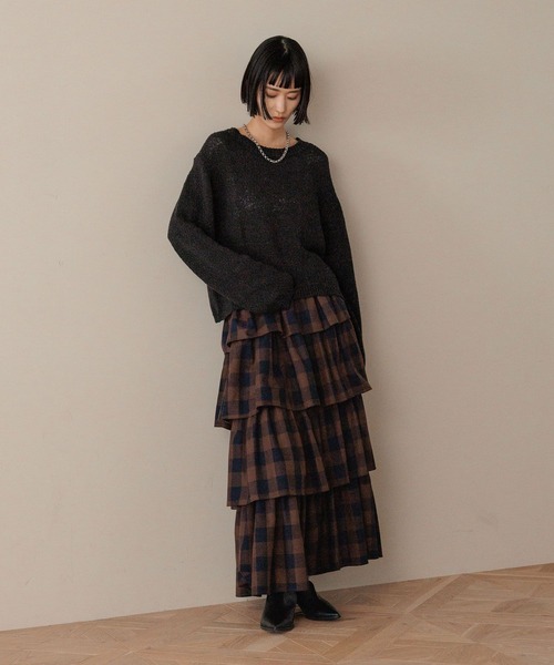 LOWRYS FARM（ローリーズファーム）の「チェックティアードスカート　598048（スカート・レディース・アイボリー/グリーン/ブラウン・FREE）」の18枚目の写真