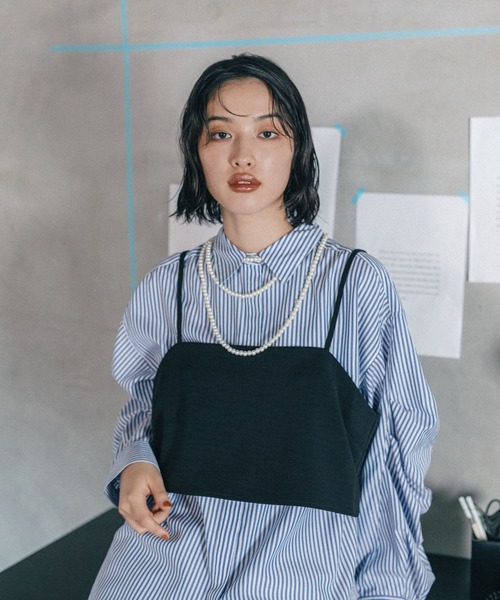 LEPSIM（レプシィム）の「《オフィスライン》タックボリュームスリーブシャツ　582126（シャツ/ブラウス・レディース・オフホワイト/ブルー/ストライプ・FREE）」の14枚目の写真