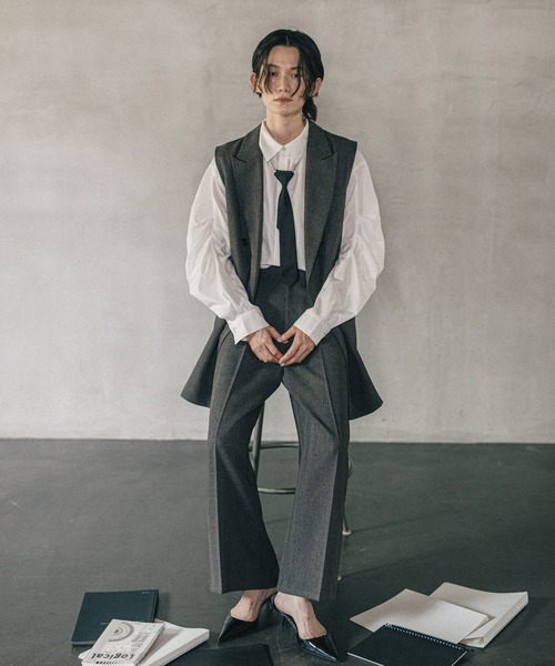 LEPSIM（レプシィム）の「《オフィスライン》タックボリュームスリーブシャツ　582126（シャツ/ブラウス・レディース・オフホワイト/ブルー/ストライプ・FREE）」の16枚目の写真