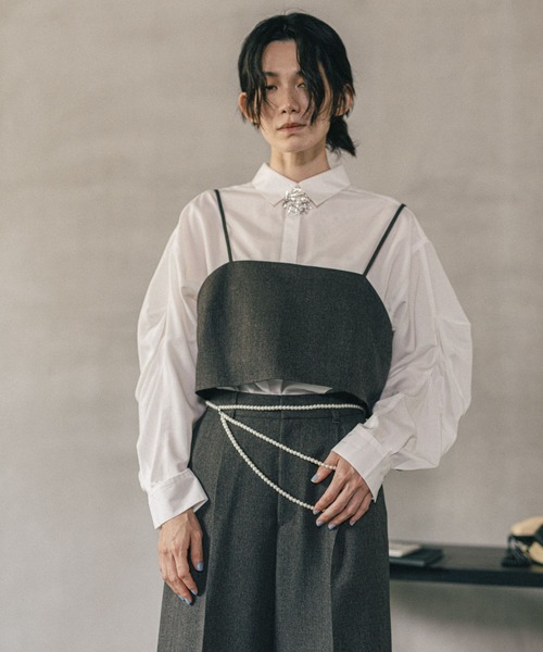 LEPSIM（レプシィム）の「《オフィスライン》タックボリュームスリーブシャツ　582126（シャツ/ブラウス・レディース・オフホワイト/ブルー/ストライプ・FREE）」の20枚目の写真