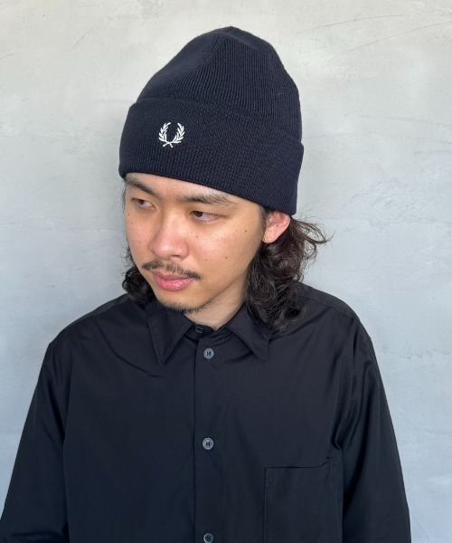FRED PERRY（フレッドペリー）の「[FRED PERRY/フレッドペリー] ワンポイントロゴ刺繍 クラシックビーニー（ニットキャップ/ビーニー・レディース・ブラック/ネイビー・ONE SIZE）」の13枚目の写真