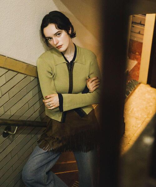 セール】フロントホックエリツキコンパクトカーディガン（カーディガン