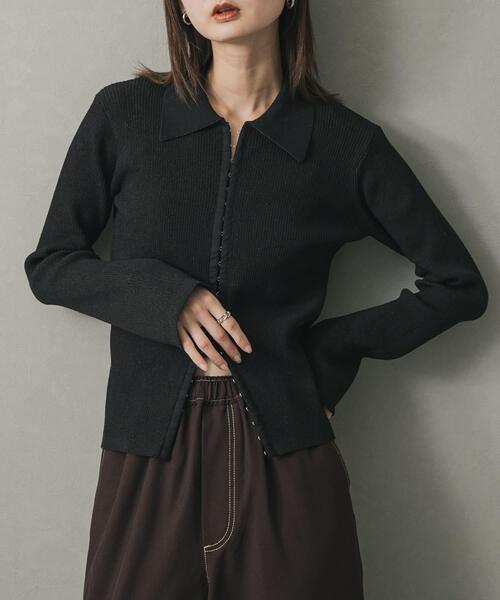 セール】フロントホックエリツキコンパクトカーディガン（カーディガン