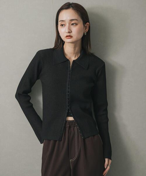 セール】フロントホックエリツキコンパクトカーディガン（カーディガン