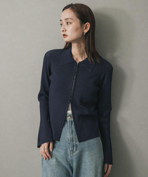 SENSE OF PLACE by URBAN RESEARCH（センスオブプレイスバイアーバンリサーチ）の「フロントホックエリツキコンパクトカーディガン（カーディガン/ボレロ・レディース・ネイビー/イエロー/ブラック・ONE）」の13枚目の写真