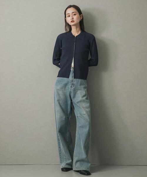 SENSE OF PLACE by URBAN RESEARCH（センスオブプレイスバイアーバンリサーチ）の「フロントホックエリツキコンパクトカーディガン（カーディガン/ボレロ・レディース・ネイビー/イエロー/ブラック・ONE）」の15枚目の写真