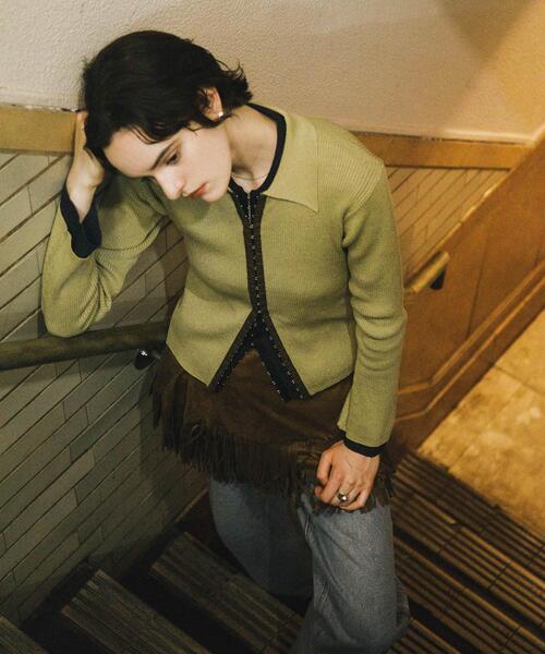 セール】フロントホックエリツキコンパクトカーディガン（カーディガン