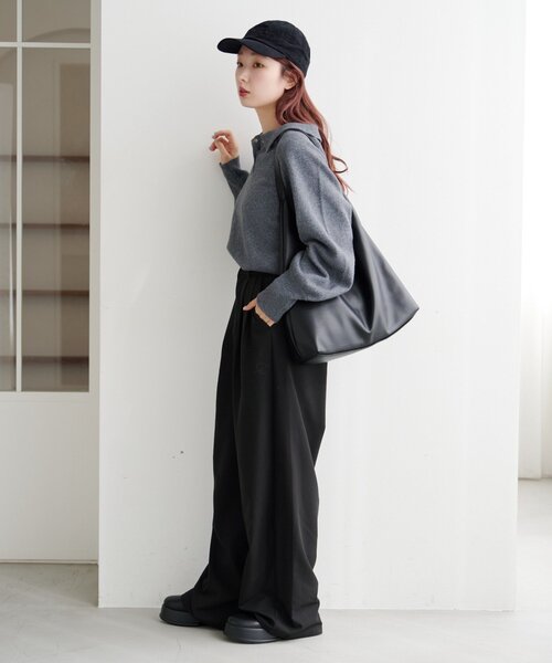 Kastane（カスタネ）の「*【春まで使える！全骨格◎】カーブスリーブポロニット（ニット/セーター・レディース・ブラウン/レッド/ベージュ/チャコールグレー/アイボリー/グレー/ピンク・FREE）」の16枚目の写真