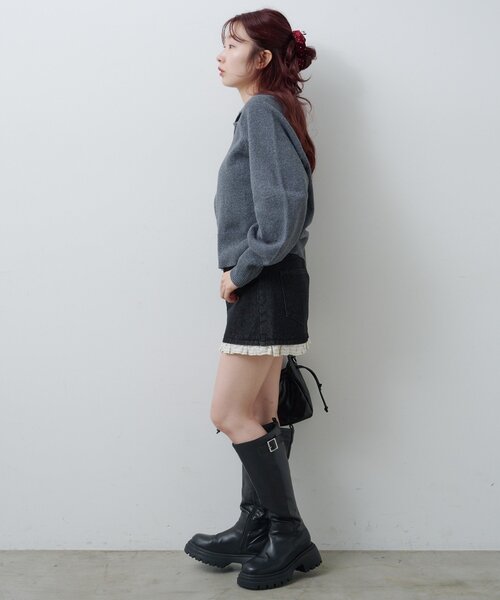 Kastane（カスタネ）の「*【春まで使える！全骨格◎】カーブスリーブポロニット（ニット/セーター・レディース・ブラウン/レッド/ベージュ/チャコールグレー/アイボリー/グレー/ピンク・FREE）」の20枚目の写真