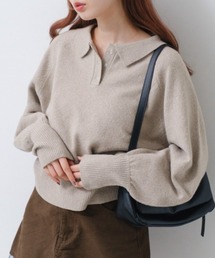 Kastane（カスタネ）の「【新色追加/7色展開】カーブスリーブポロニット（ニット/セーター）」