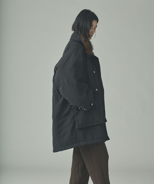 カレンソロジー　&RC スウェーディッシュモッズコート36カーキ Curensology(カレンソロジー)/＜&RC＞フェイクファーエリツキスウェー