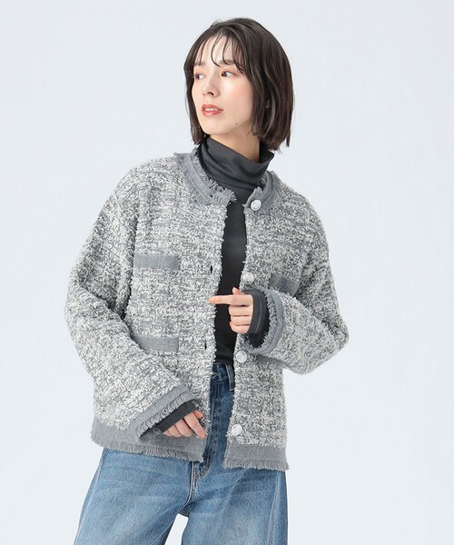 ニット ツイード ジャケット（ノーカラージャケット）｜BEAMS HEART
