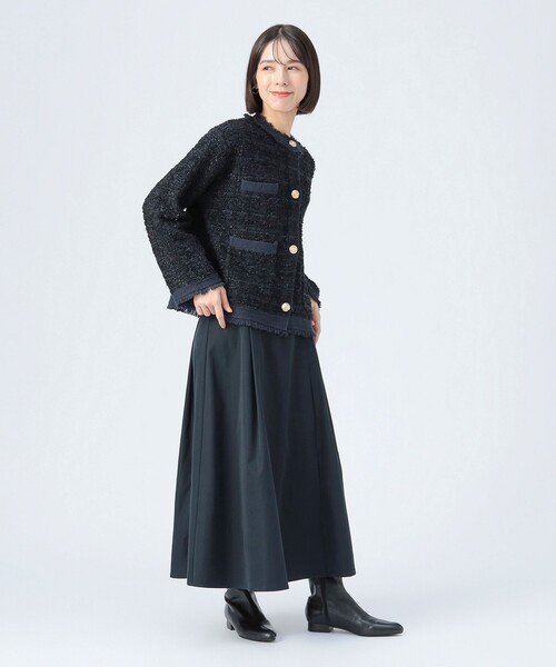 BEAMS HEART（ビームスハート）の「ニット ツイード ジャケット（ノーカラージャケット・レディース・グレー/オフホワイト/ネイビー・FREE）」の15枚目の写真