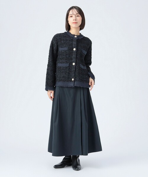 BEAMS HEART（ビームスハート）の「ニット ツイード ジャケット（ノーカラージャケット・レディース・グレー/オフホワイト/ネイビー・FREE）」の16枚目の写真