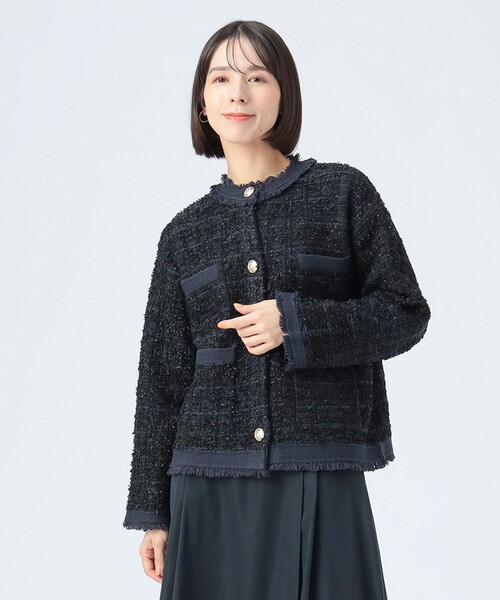 ニット ツイード ジャケット（ノーカラージャケット）｜BEAMS HEART